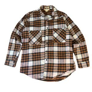 Vintage Flannel St Johns Bay Big Mac Size Large 80s Heavy Cotton Plaid Made USA